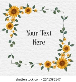 watercolor floral frame flower leaves 