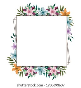 watercolor floral frame flowers foliage