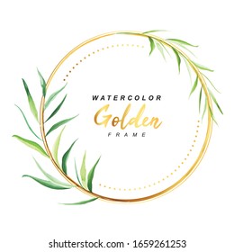 Watercolor Floral Frame With Gold Ring