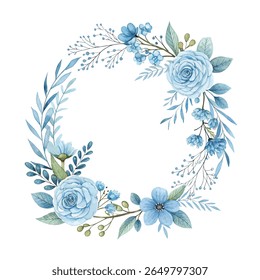 Watercolor floral frame illustration featuring lush plants and green leaves for summer and spring designs. Ideal for seasonal cards, decor, and natural-themed projects