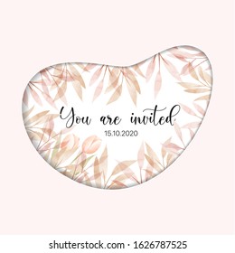 Watercolor floral frame. Invitation card.