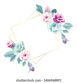 watercolor floral frame invitation for wedding, anniversary, personal project, scrapbooking and many more