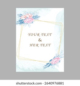 Watercolor floral frame multi purpose card design with watercolor invitation card template