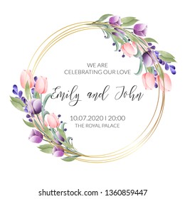 Watercolor floral frame. Multipurpose background.