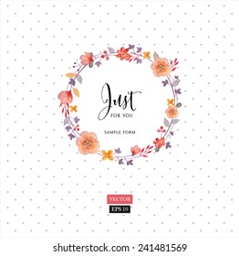 Watercolor floral frame. Vector illustration