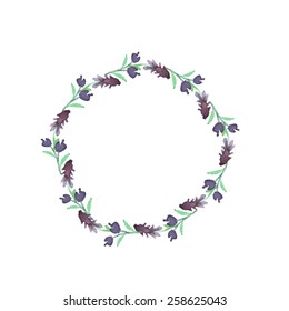 Watercolor floral frame of violet hyacinth and bellflower. It can be used for invitation, card, postcard, banner, poster, mothers day, women day, birthday, newborn card. Vector illustration 