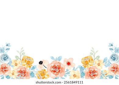 Watercolor floral frame for wedding, birthday, card, background, invitation, wallpaper, sticker, decoration etc.