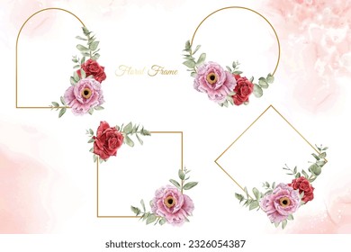 Watercolor Floral Frames Multi Purpose Template Design Collection