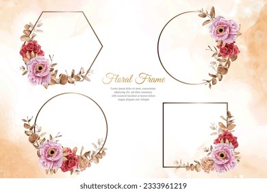 Colección de diseño de plantillas multipropósito de marcos florales de acuarela