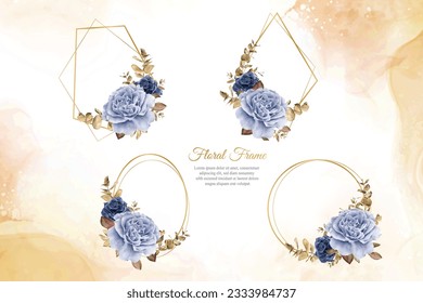 Colección de diseño de plantillas multipropósito de marcos florales de acuarela