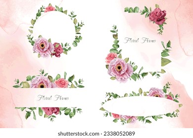 Watercolor Floral Frames Multi Purpose Template Design Collection