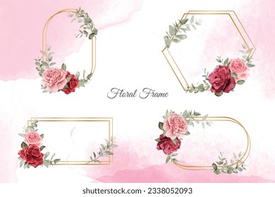 Aquarellfarbenflorale Frames - Vorlagendesign-Kollektion