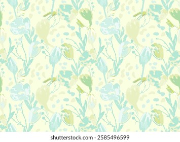 Watercolor Floral gentle bright Big Flowers Pattern. Could be used For Dress, wallpapers, print, gift wrap and scrapbooking.	