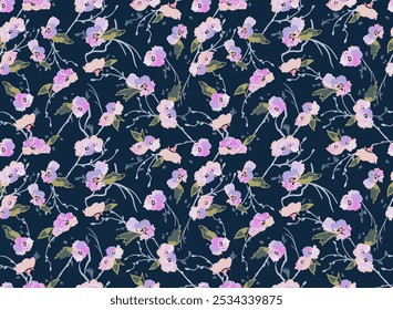 Watercolor Floral gentle bright tiny flowers pattern. Could be used For Dress, wallpapers, print, gift wrap and scrapbooking.