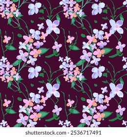 Watercolor Floral gentle bright tiny flowers pattern. Could be used For Dress, wallpapers, print, gift wrap and scrapbooking.	