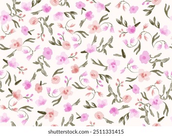 Watercolor Floral gentle provence Tiny Flowers pattern. Could be used For Dress, wallpapers, print, gift wrap and scrapbooking.