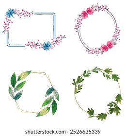 Watercolor floral with golden frame collection