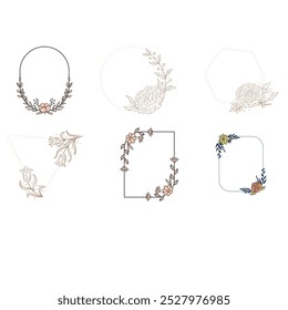 Watercolor floral with golden frame collection