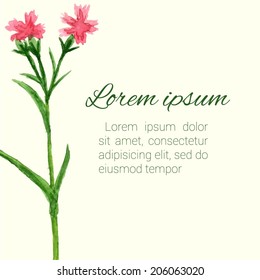Watercolor floral greeting card. EPS 10