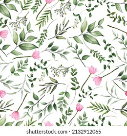 watercolor floral hand drawing seamless pattern