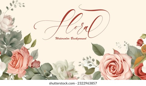 Watercolor floral illustration-flower and leaf branches, for wedding stationary, greetings, wallpapers, fashion, background, etc.