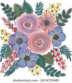 Watercolor floral isolated vector illustration