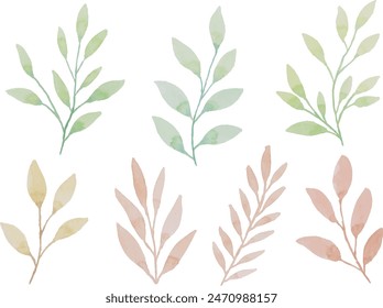 Watercolor floral leaf illustration set - green leaf branches collection for wedding stationary, greetings, wallpapers, fashion, background.