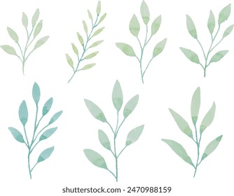 Watercolor floral leaf illustration set - green leaf branches collection for wedding stationary, greetings, wallpapers, fashion, background.