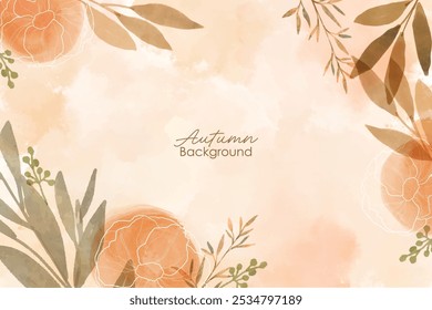 Watercolor floral leaves, branches, watercolor background. Vector traced isolated greenery illustration. Spring, summer, autumn leaves.