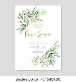 watercolor floral and leaves wedding invitation card set