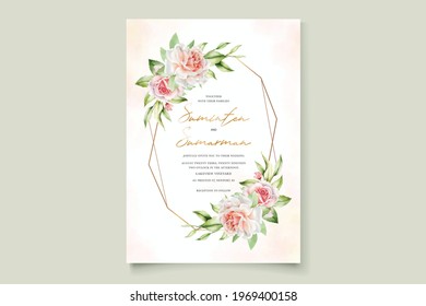 watercolor floral and leaves wedding invitation card se