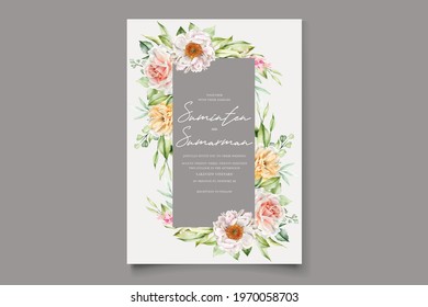 watercolor floral and leaves wedding invitation card se