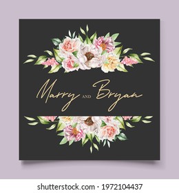 watercolor floral and leaves wedding invitation card set