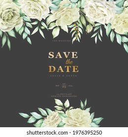 watercolor floral and leaves wedding invitation card set