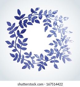 Watercolor floral ornament in a circle. Vector illustration. Illustration for greeting cards, invitations, and other printing and web projects.