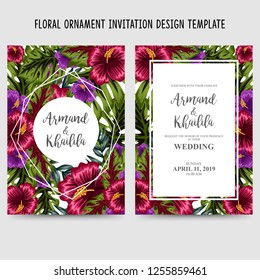 watercolor floral ornament for wedding invitation design