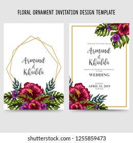 watercolor floral ornament for wedding invitation design