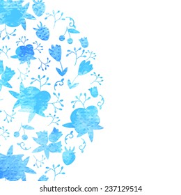 Watercolor floral ornamental border