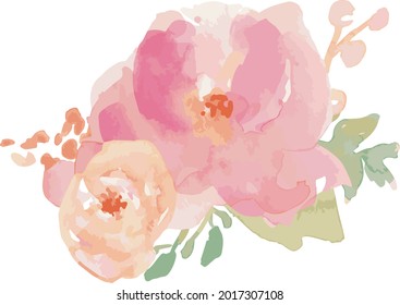watercolor floral paint aert vector