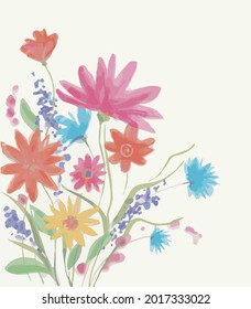 watercolor floral paint art vector
