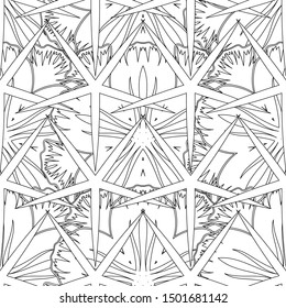 Watercolor floral pattern in black and white colors. Vector romantic background for web pages, wedding invitations, textile, wallpaper.