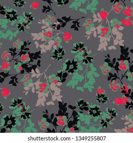 Watercolor floral pattern, Ditsy floral background. Liberty style. 