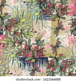 watercolor floral pattern, Ditsy floral background. Floral background for textiles- vector pattern 