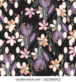 watercolor floral pattern, Ditsy floral background. Floral background for textiles- vector pattern 