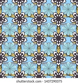 Watercolor floral pattern in gray, blue and purple colors. Vector romantic background for web pages, wedding invitations, textile, wallpaper.