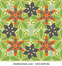 Watercolor floral pattern in green, beige and gray colors. Vector romantic background for web pages, wedding invitations, textile, wallpaper.
