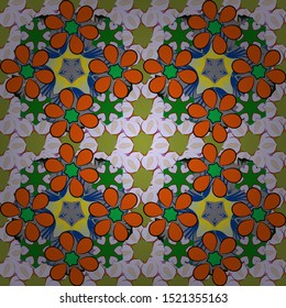 Watercolor floral pattern in green, orange and gray colors. Vector romantic background for web pages, wedding invitations, textile, wallpaper.