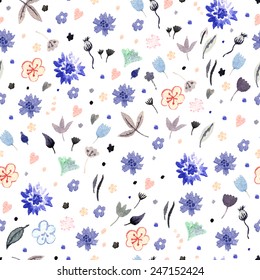 Watercolor  floral  pattern. Hand painting. Watercolor. Seamless pattern for fabric, paper and other printing and web projects.