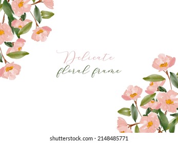 Watercolor Floral Pattern with Pink Cherry Blossom Flowers Brunch. Nature floral background. Hand drawn wild roses flowers pattern for print, fabric, textile, wrapping, wallpaper, invitation card