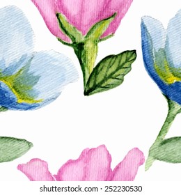 Watercolor floral pattern. Vector illustration